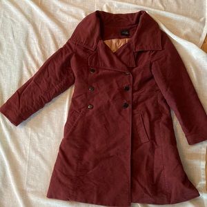 Vaute Couture Belden Vegan Coat Dark Red Double Breasted Fall/Winter size XL